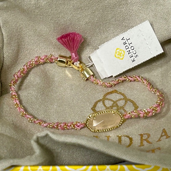 Kendra Scott Rare Elaina Pink Rose Quartz & Gold Bracelet NWT - Picture 2 of 8